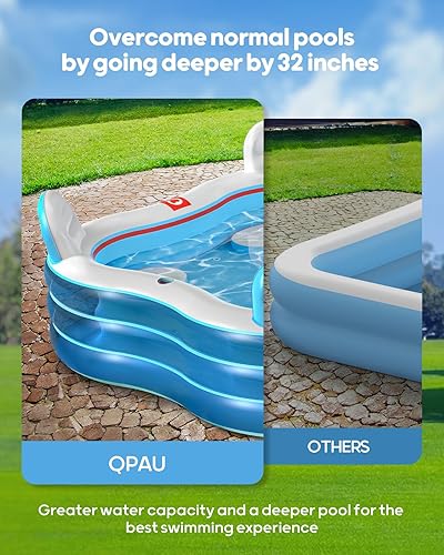 Miniatura 5 de QPAU Inflatable Swimming Pool, Family Full-Sized Pool, 4 Inflatable Seats with Backrests, Large Kiddie Pool for Outdoor and Backyard, for Children &