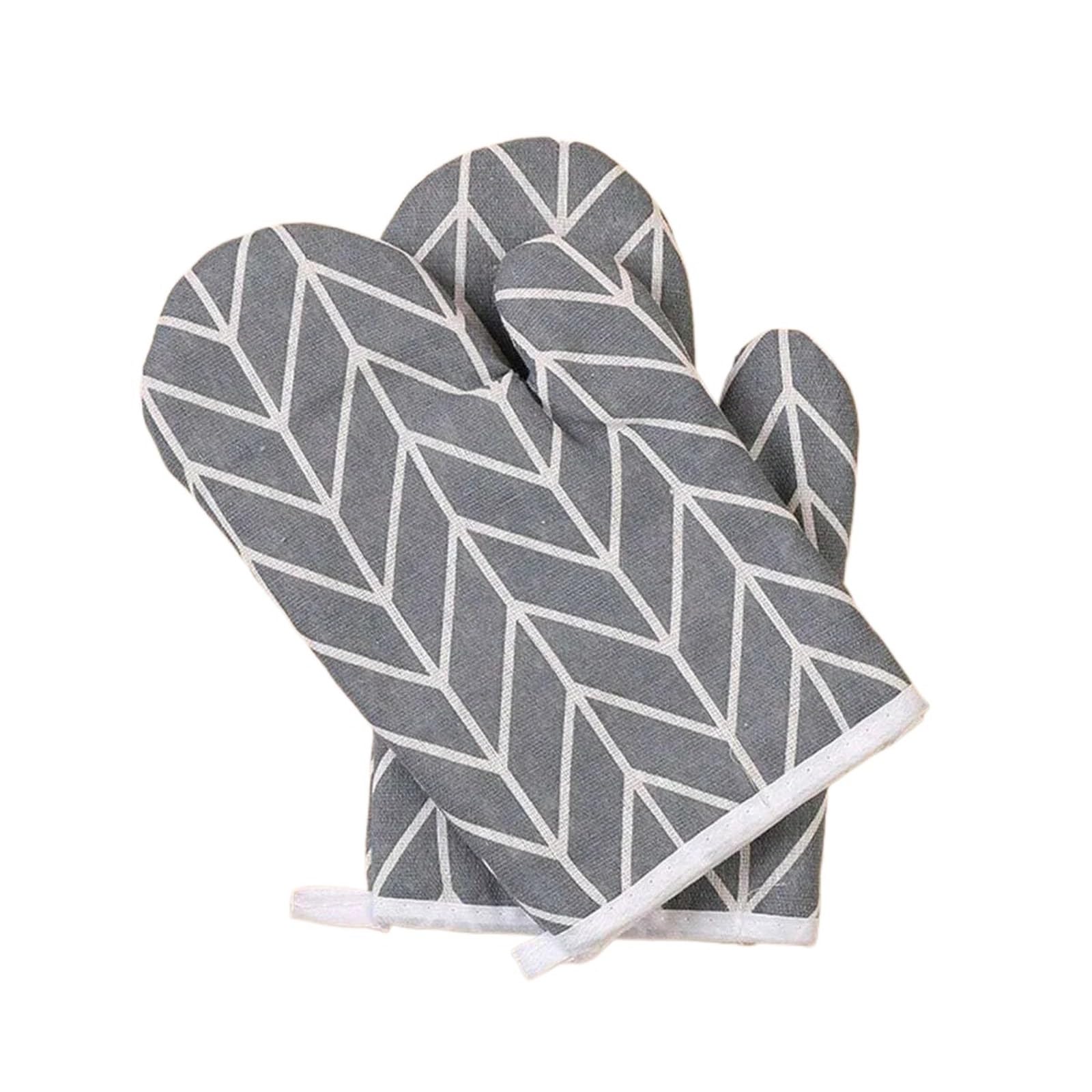 2pcs Kitchen Baking Gloves Microwave Oven High Temperature Resistant And Insulated Heat For Kitchen(Grey)