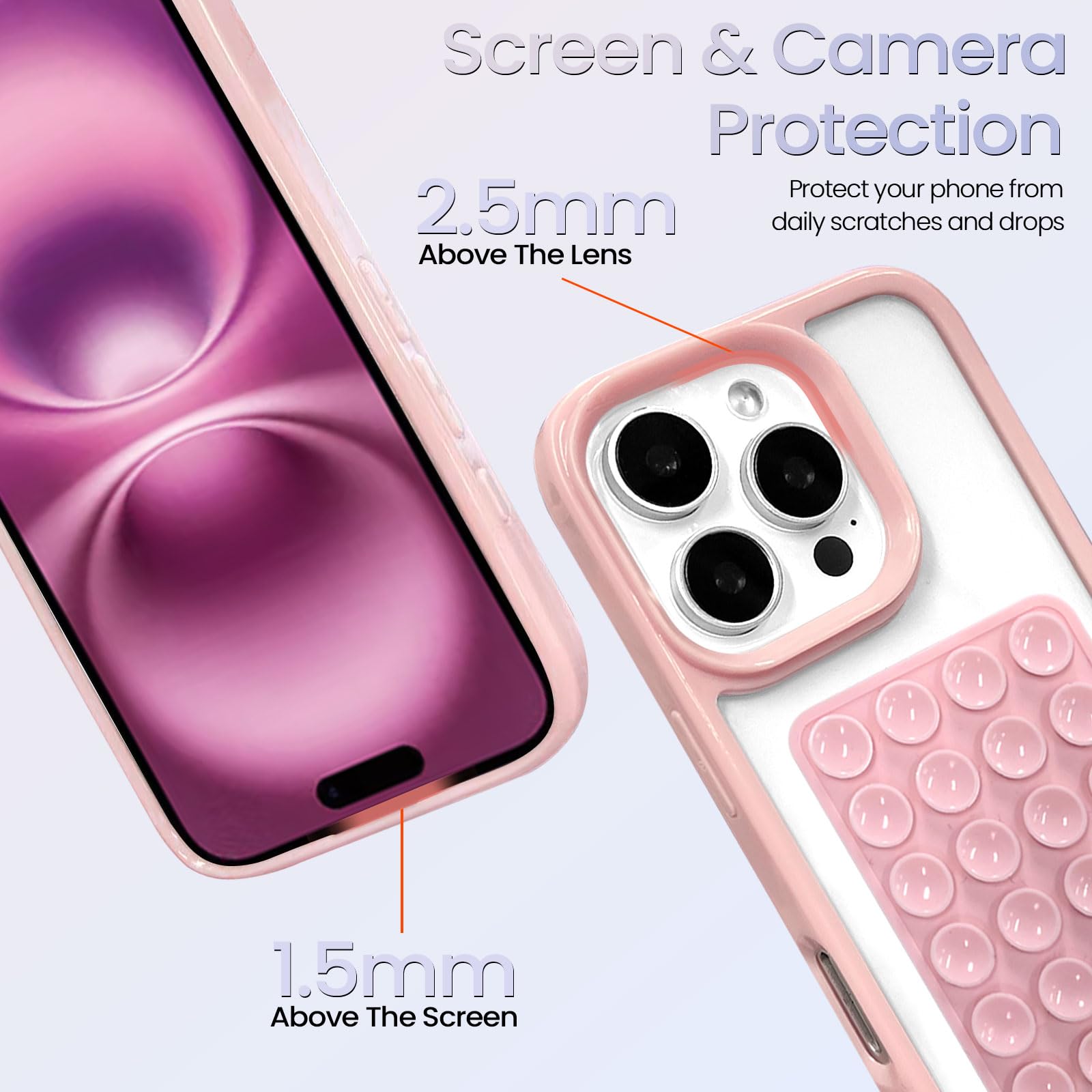 Yeddabox Custodia IPhone 15 Pro Max – Fiore Rosa Trasparente, Airbag Antiurto, Morbida TPU - 5