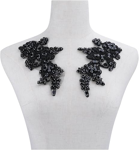 Miniatura 4 de Apliques de diamantes de imitación hechos a mano para coser en parche de encaje de flores de cristal, accesorios de pares multicolor para bricolaje,