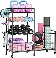 Vista 1 de HavenlyYouth Dumbbell Rack, Home Gym Weight Rack Storage, Adjustable Dumbbell Stand Organizer with Wheels, Holds Dumbbells, Kettlebells, Yoga Mats