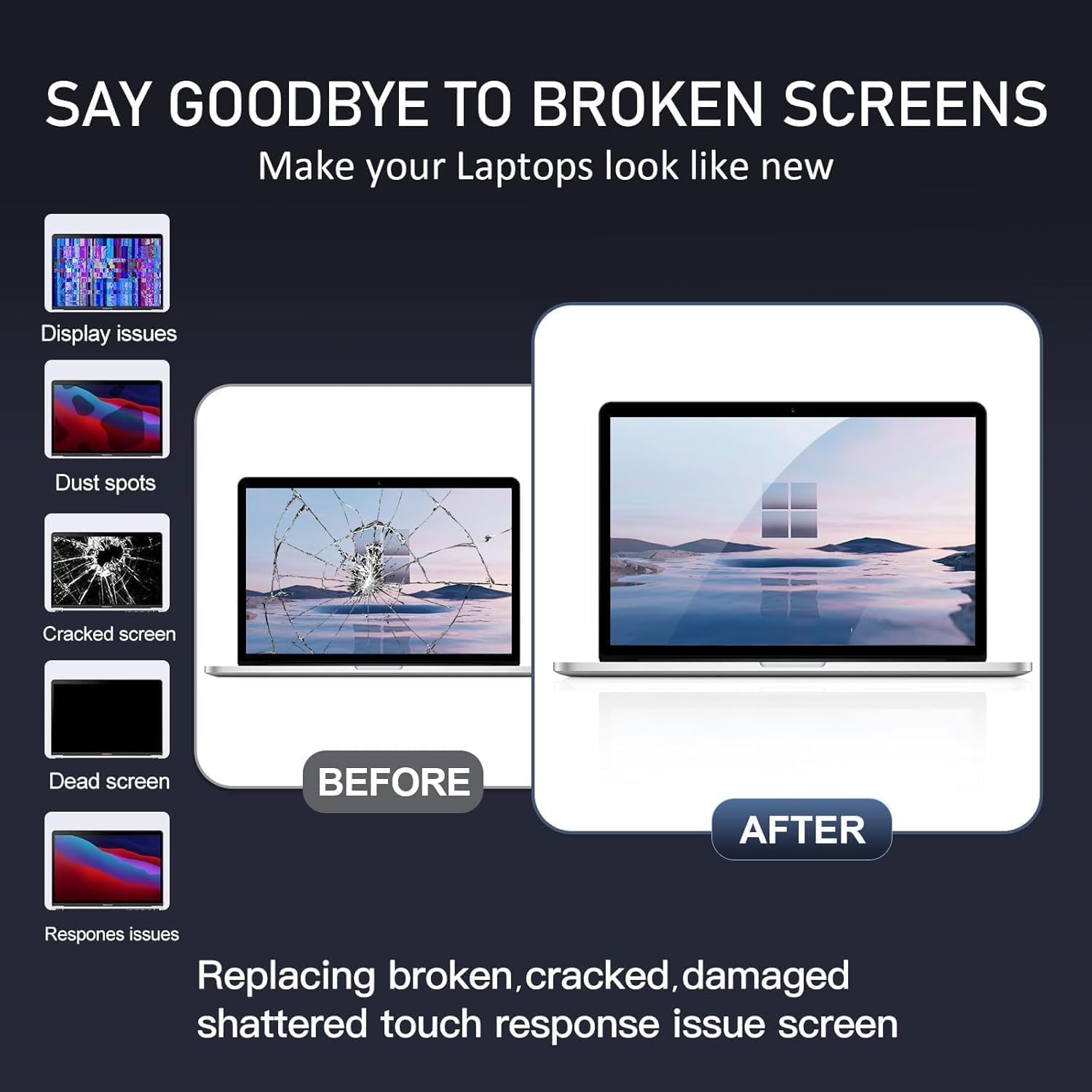 A1932 2019 Year / A2179 2020 Year Replacement Screen 13.3" for MacBook Air Retina (Model：EMC 3302 EMC 3184 MVFH2 MVFJ2 MWTJ2 MWH22) Full LCD Screen Display Assembly with Fix Kit