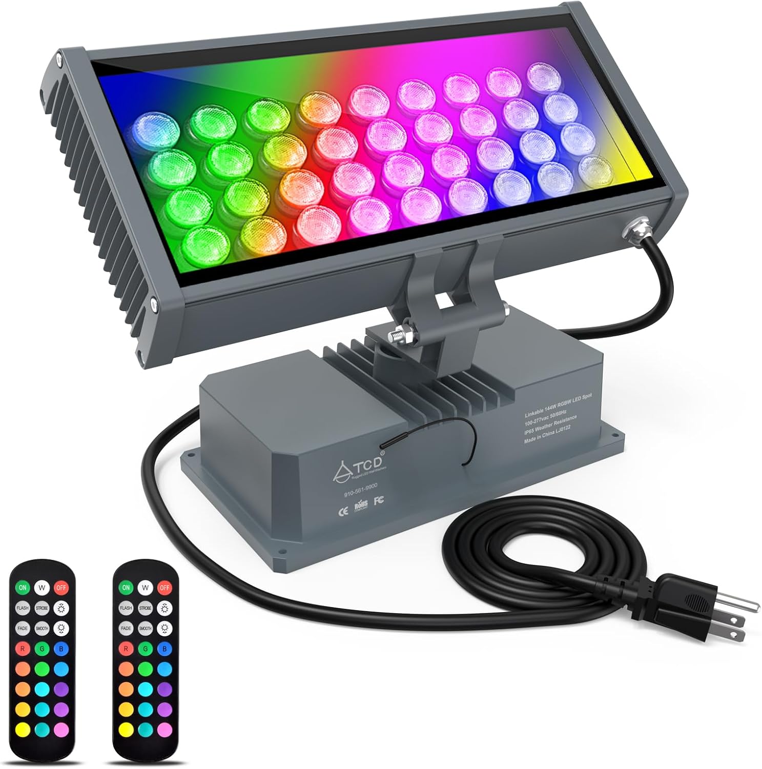 LED Wall Washer Lights with RF Remote, 144W RGBW Color Changing Flood Lighting Waterproof Wall Washer LED Light Bar for Outdoor/Indoor Lighting Projects, Hotels, Building Wall Decorations