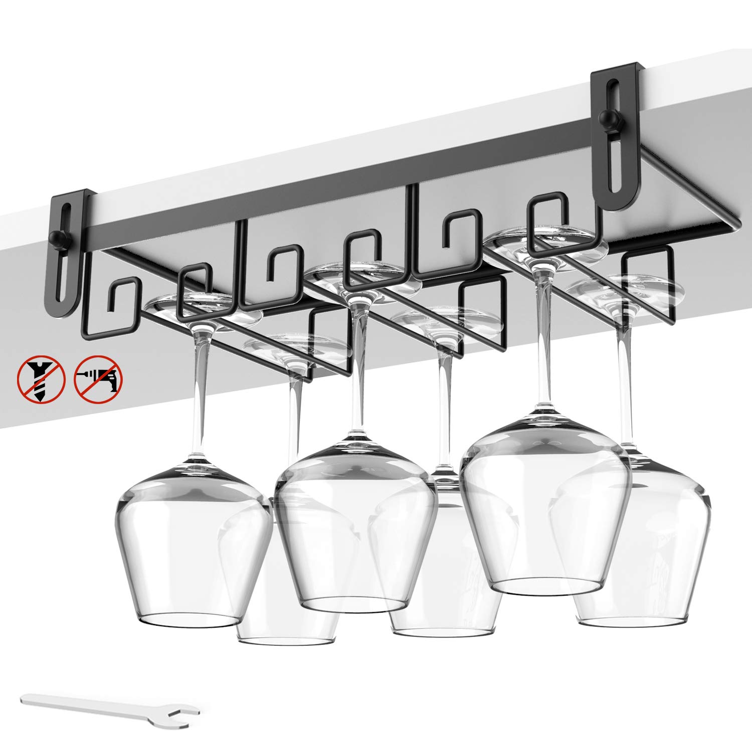 Under Cabinet Wine Glass Rack - Black Metal -8 Under Cabinet Wine Glass Rack - Black Metal -8