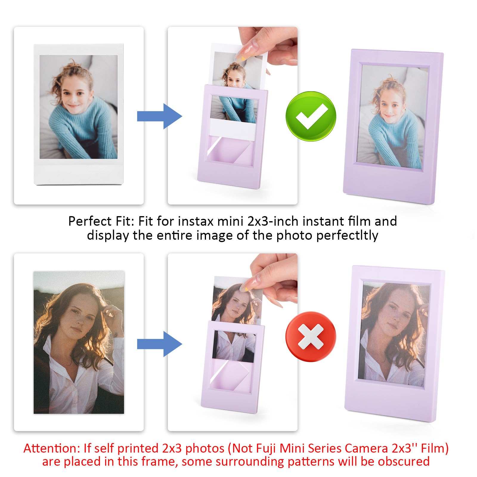 14 confezioni di 2x3 mini cornice portafoto per Instax Mini EVO/12/11/Liplay/SE/Link 3/41/40/99/90/7+ fotocamera a pellicola, supporto da scrivania piccolo con cornice portafoto con pellicola