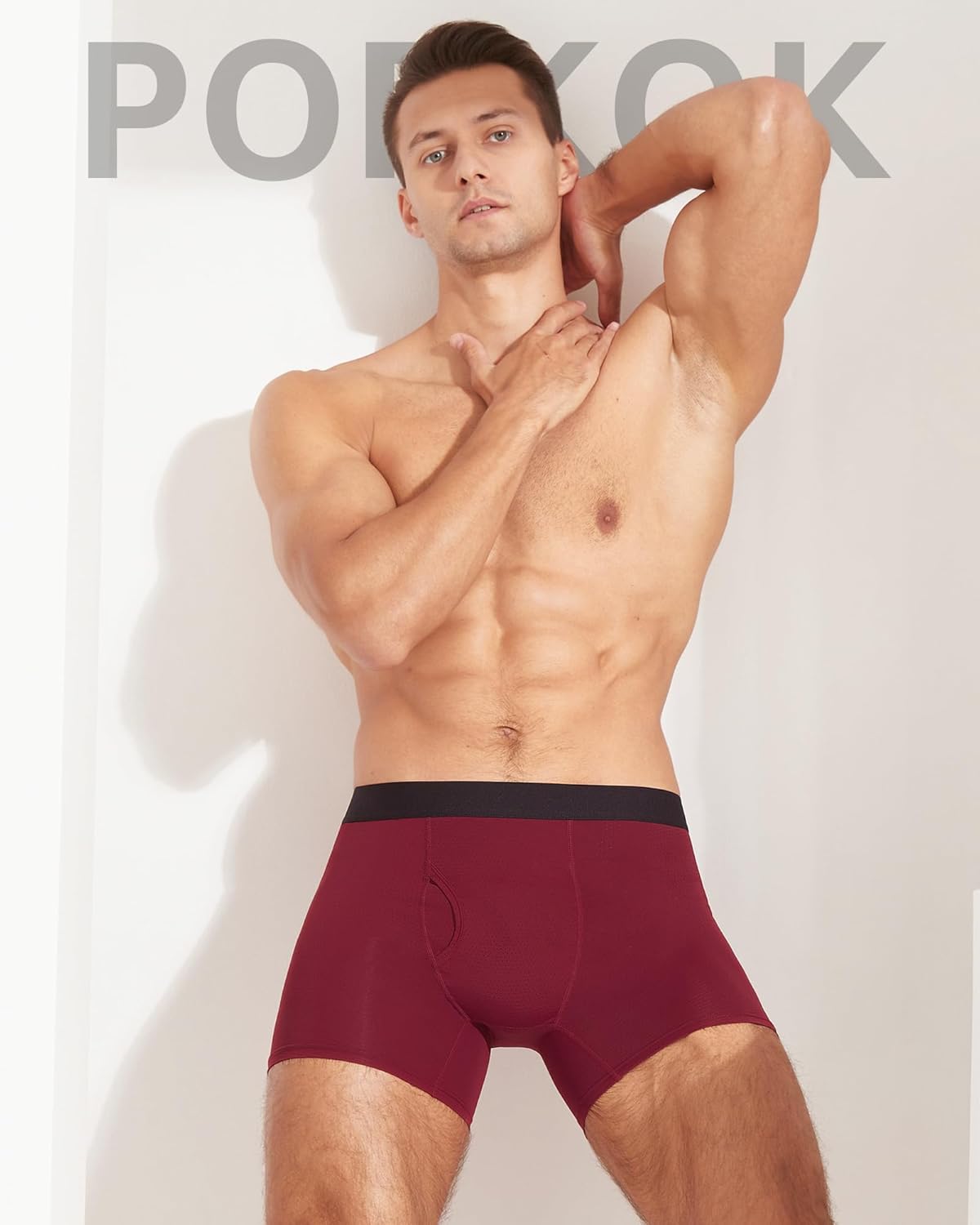 POPKOK Mens Underwear Boxer Briefs Breathable Soft Active Mesh Underwear With Fly - Image 2