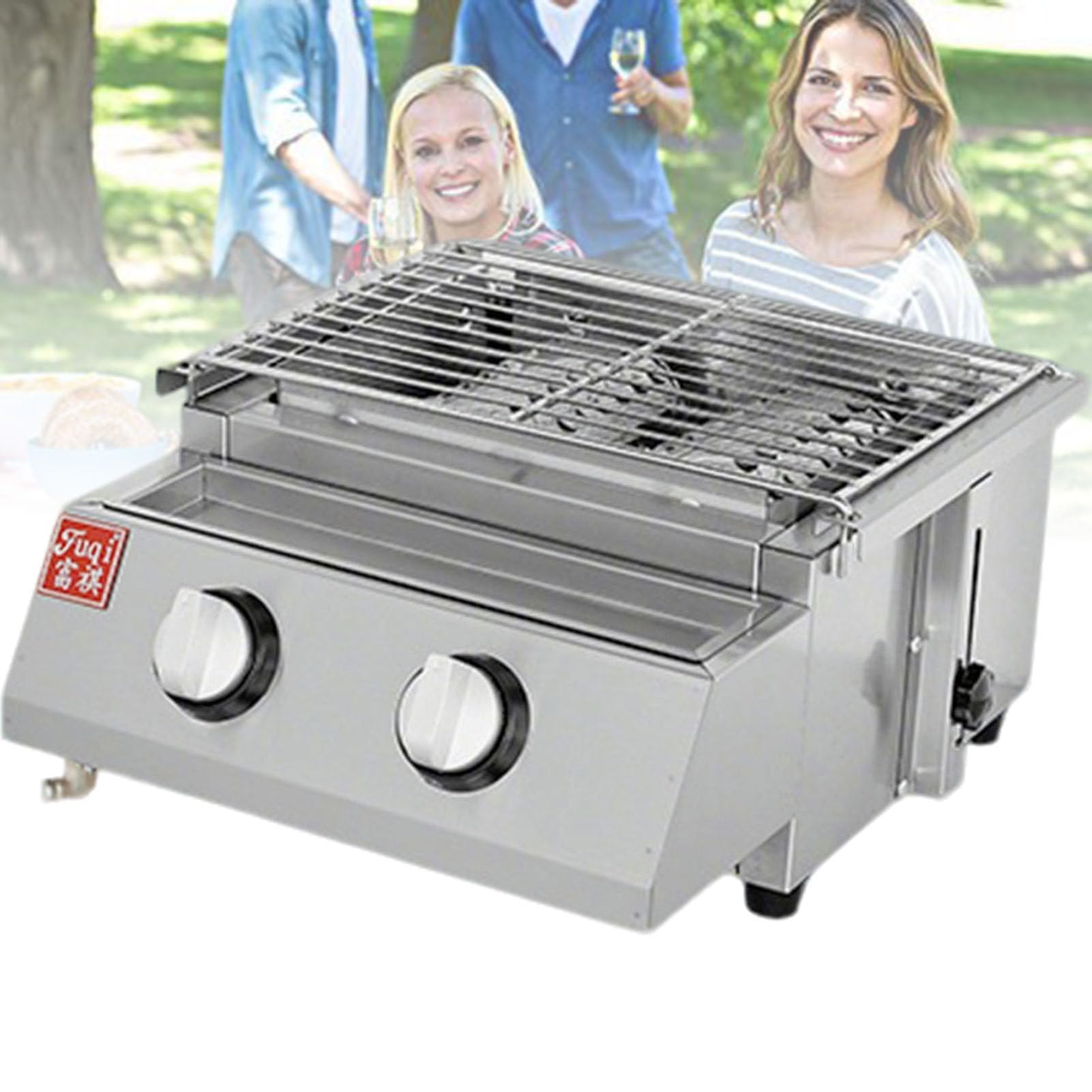 Grill gazowy stołowy, grill LPG, grill kempingowy, piknik, grill ogrodowy, grill ze stali nierdzewnej, grill bezdymny 2-Burner
