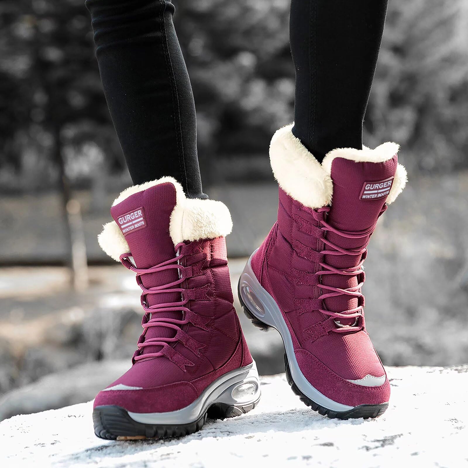 Botas de Invierno Mujer, Impermeable Piel Cálido Forro