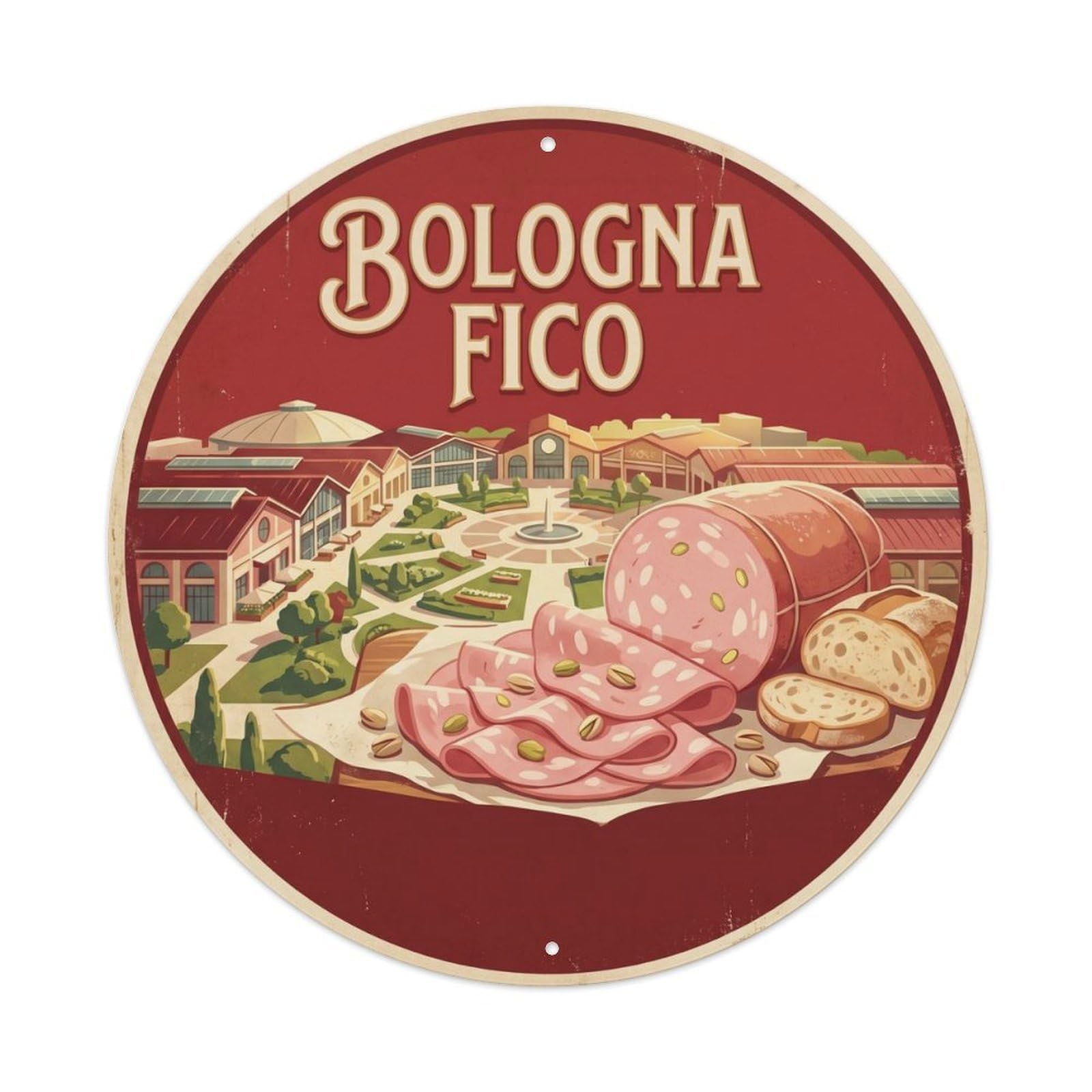 Olhnbad Style Food Market Mortadella Bologna Cuisine Culture Travel Metal Tin Sign