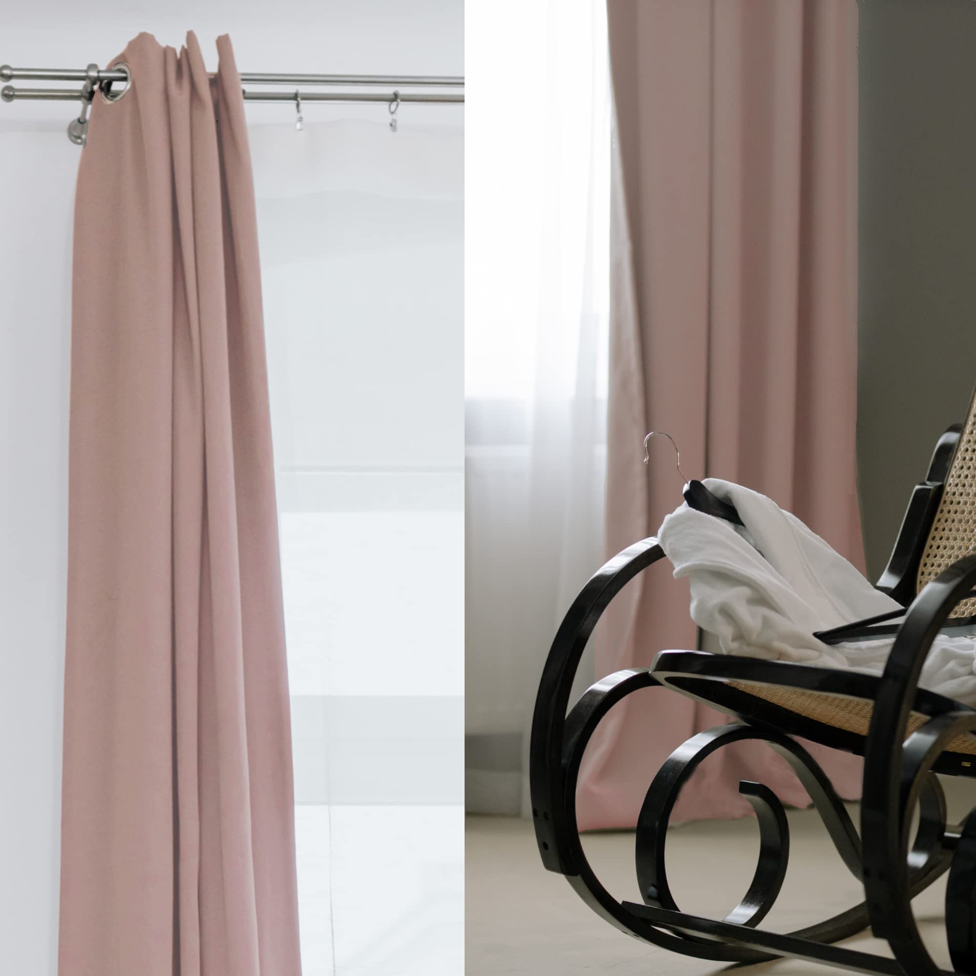 Verdunklungsvorhang mit Ösen 140cm x 245cm Vorhang Blickdicht Thermo Gardine Wärmeisolierend Wohnzimmer Vorhänge (2, Altrosa)