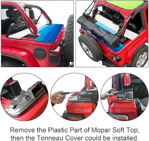 Miniatura 3 de Shadeidea Wrangler JL - Cubierta Tonneau para Jeep JLU de 4 puertas (2018-actual), cubierta de carga de vinilo para maletero trasero, Robicon Sahara