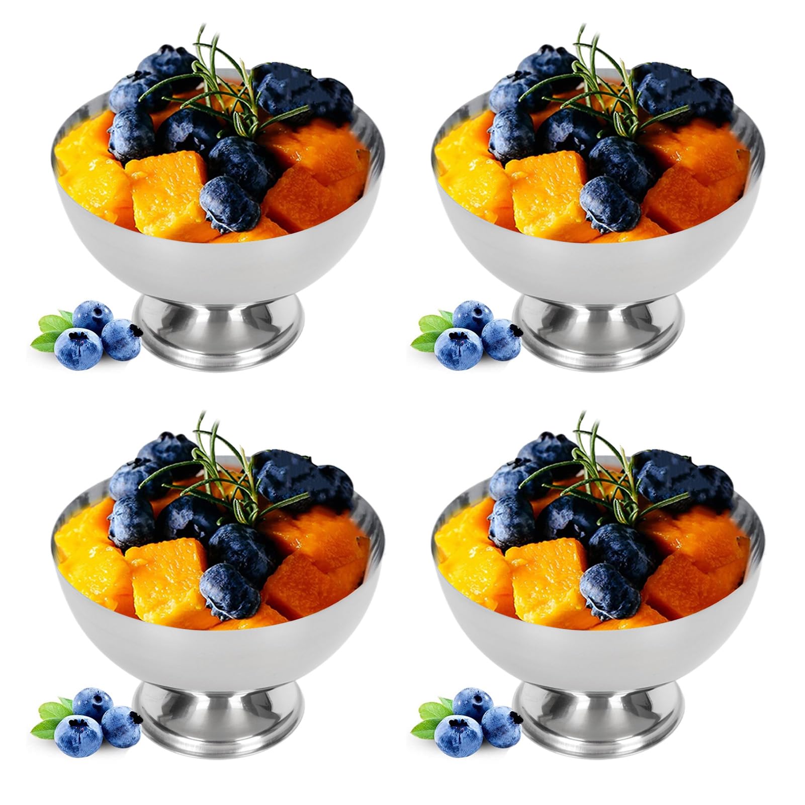 Bols à dessert en acier inoxydable Tissting incassables | Finie la vaisselle cassée en fête