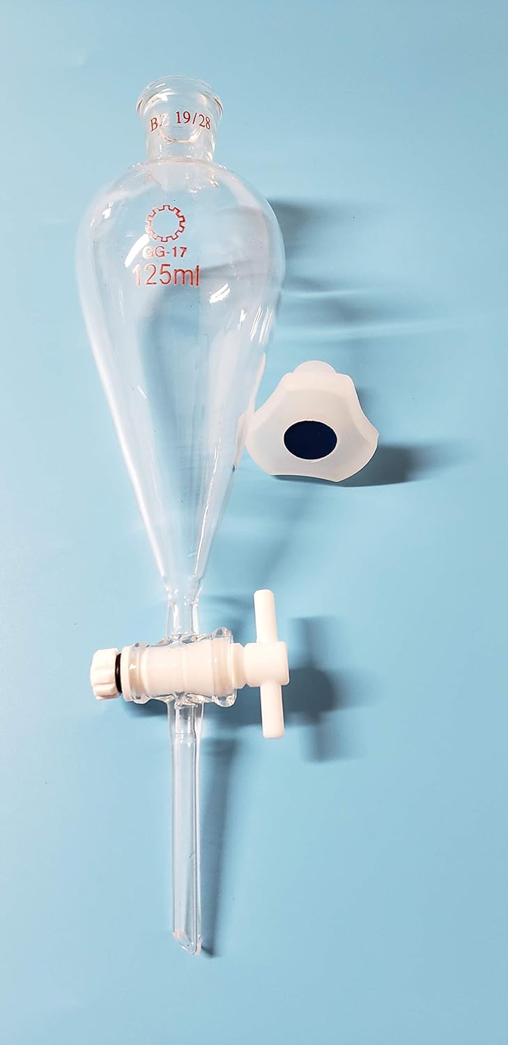 Beyondsupply-Glass Separatory Separation Funnel PTFE Stopcock 125ml New