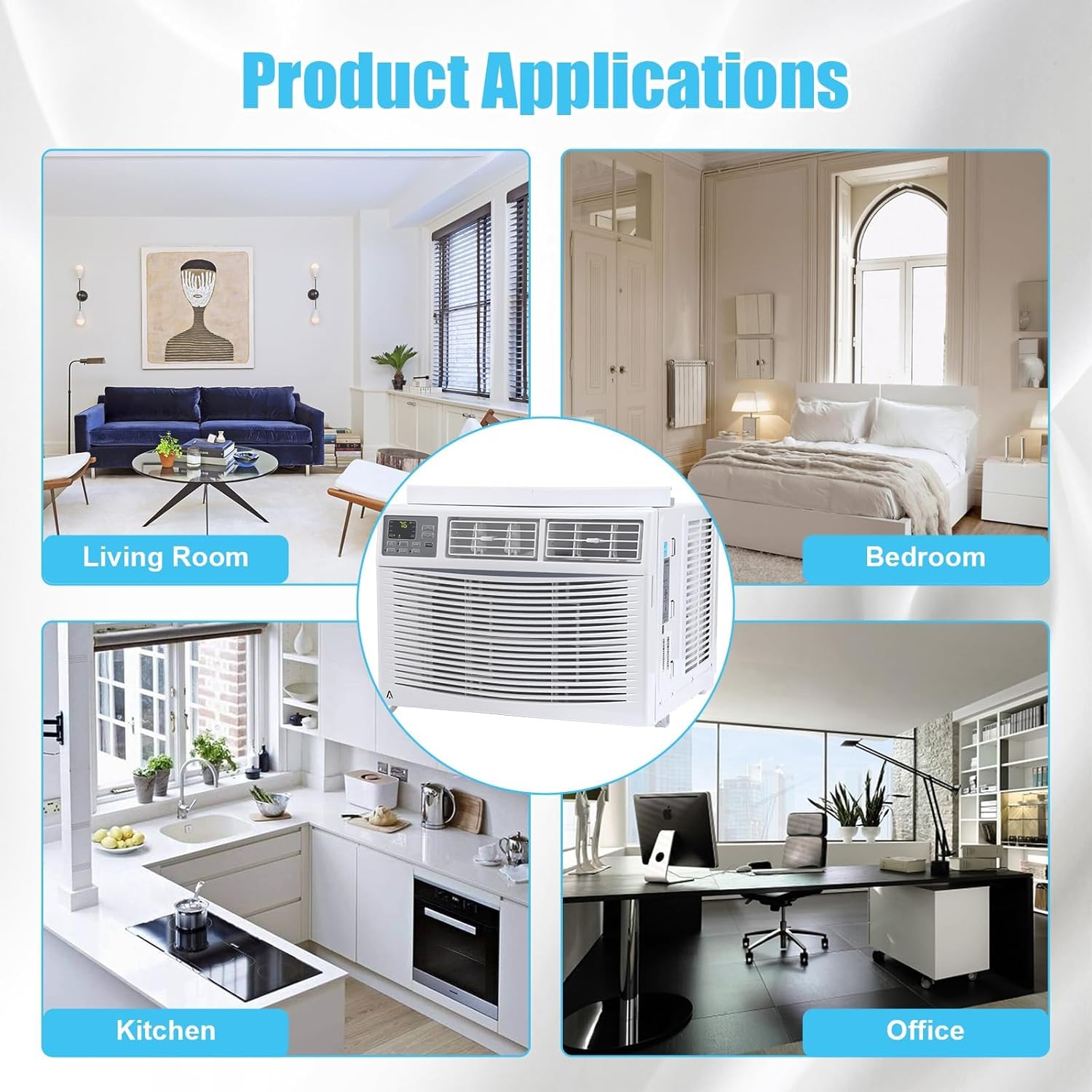 12,000 BTU Window Air Conditioner for Bedroom, WiFi App Control, Remote, Sleep Mode, 24H Timer, 3 Fan Speeds, Dehumidifier 80 Pints/Day, Cools 450–550 Sq.Ft