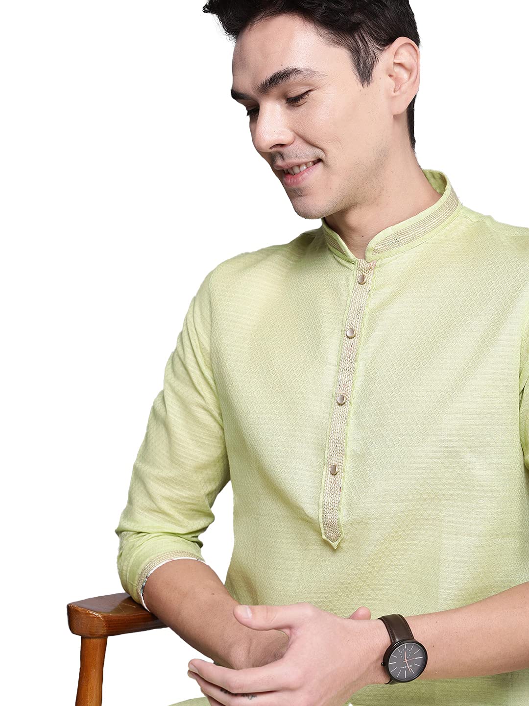 Manyavar SelfDesign Knee Long Kurta and Churidar Set For Men