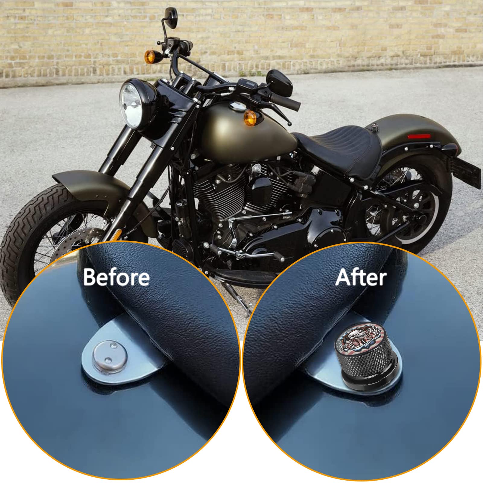 2 PIÈCES Vis de siège de pare-boue moleté en acier inoxydable filetage 1/4"-20 compatible avec Harley Sportster Touring Softail Dyna CVO Electra Glide Street Glide 1996-2020 - Blue Flame Middle Finger