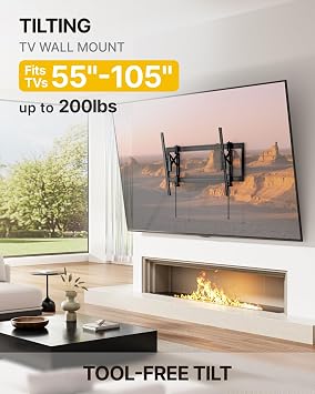 monTEK Heavy Duty Tilting TV Wall Mount for 55105 Large TVs up to 200lbs | Tilt TV Mount,Low Profile,Swivel Adjustment,6.8 Extension, Max VESA 1000x600mm, Fits 16/18/24/32 Studs,Quick Release