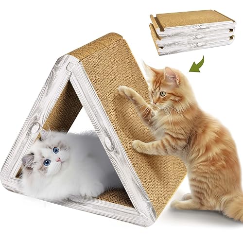 Foldable Triangle Cat Scratcher - 6 Usable Sides Cat Scratcher