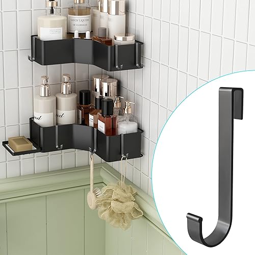 Miniatura 6 de Gancho en J para estantería de alambre, 20 ganchos de rejilla de aluminio, ganchos en S resistentes para colgar utensilios de cocina, cucharas,