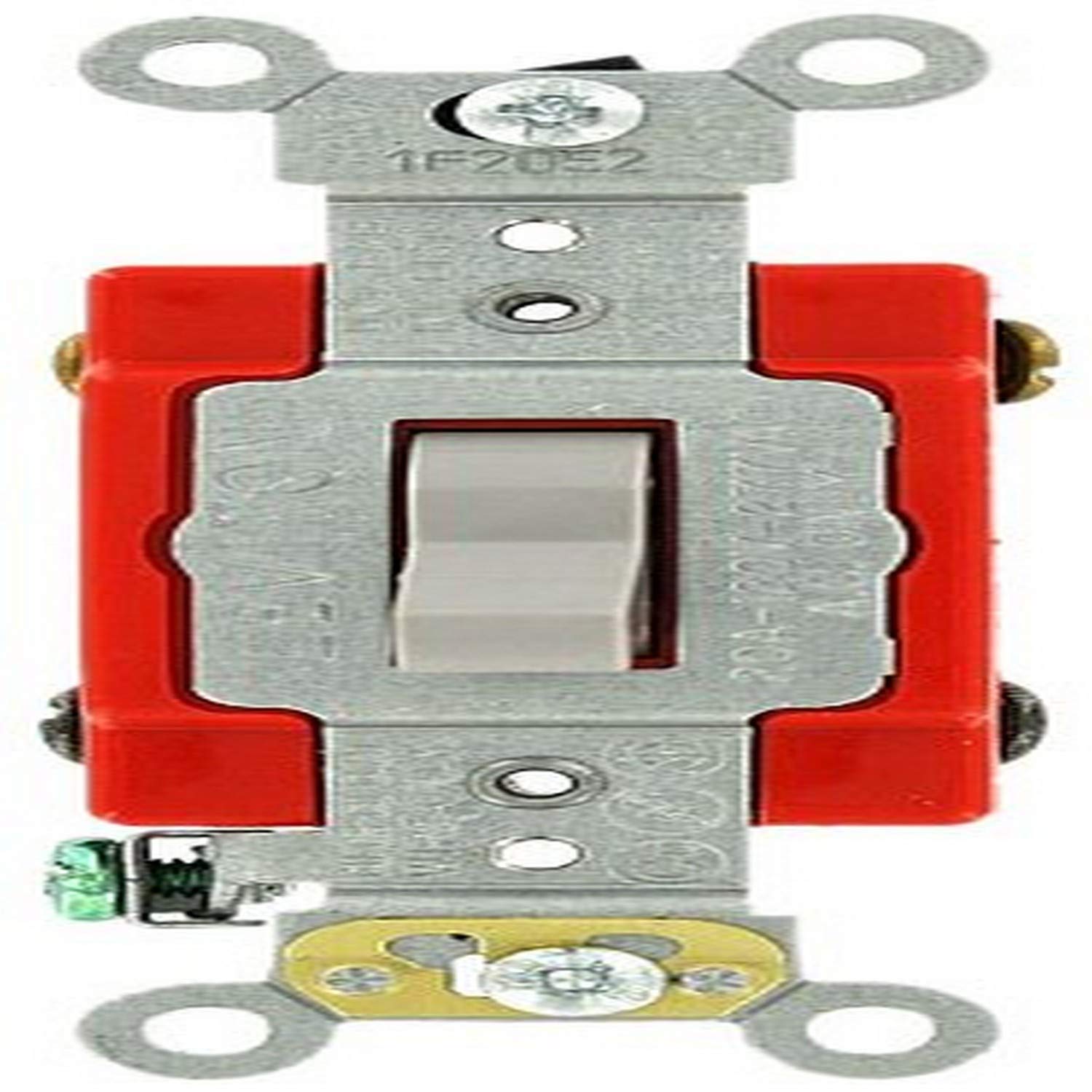 Leviton 20 Amp, 120/277 Volt, Toggle 4-Way AC Quiet Switch, Extra Heavy Duty Grade, Self Grounding, Back and Side Wired, 1224-2R, Red