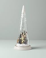 Vista 4 de Lenox 895174 Cono navideño iluminado con escena de muñeco de nieve del Polo Norte, decoración navideña