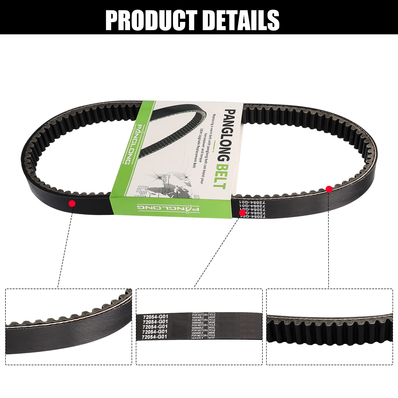 Panglong EZGO Drive Belt, EZGO Golf Cart Clutch Drive Belt, EZGO TXT Belt Fits 1994-Up EZGO TXT and Medalist Golf Cart, OEM#72054-G01 72024G01 72025G01