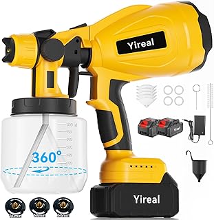 Cordless Paint Sprayer with Battery Powered,Spray Paint Gun with 2 of 2000mAh 2 of 800ML Containers 3 Copper Nozzles, Electric Paint Sprayer Gun for House Painting Furniture Cabinets Fence Wall Home