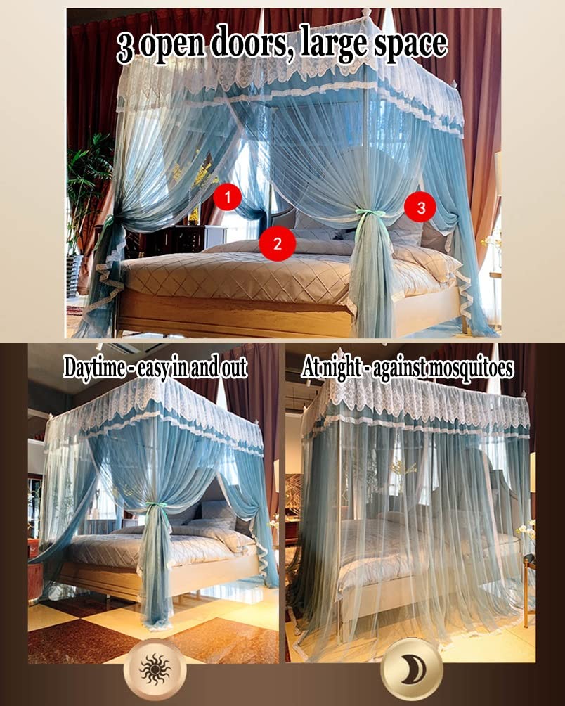OKUOKA Zanzariera a baldacchino per Letto Estivo, Tenda per Letto di Lusso con Letto Queen King Twin con Supporto (Colore : Verde, Dimensioni : 180X200cm/71X79in)