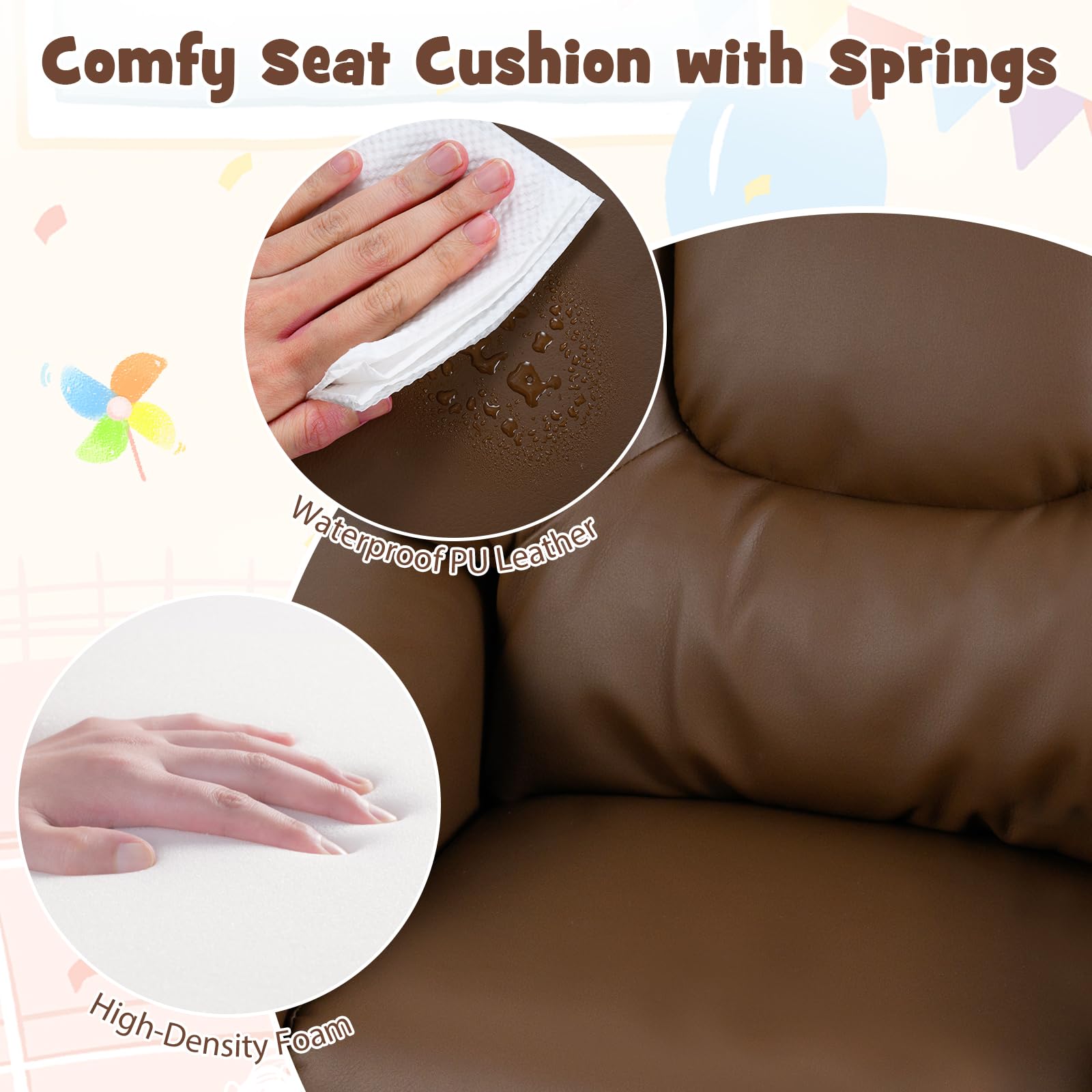 LIFEZEAL Kindersofa, Kindersessel mit Liegefunktion, 2-in-1-Relaxsessel für Kinder, Kindercouch mit Verstellbarer Fußstütze & Getränkehalter, Kleines Sofa für Kinderzimmer, Spielzimmer (Braun)