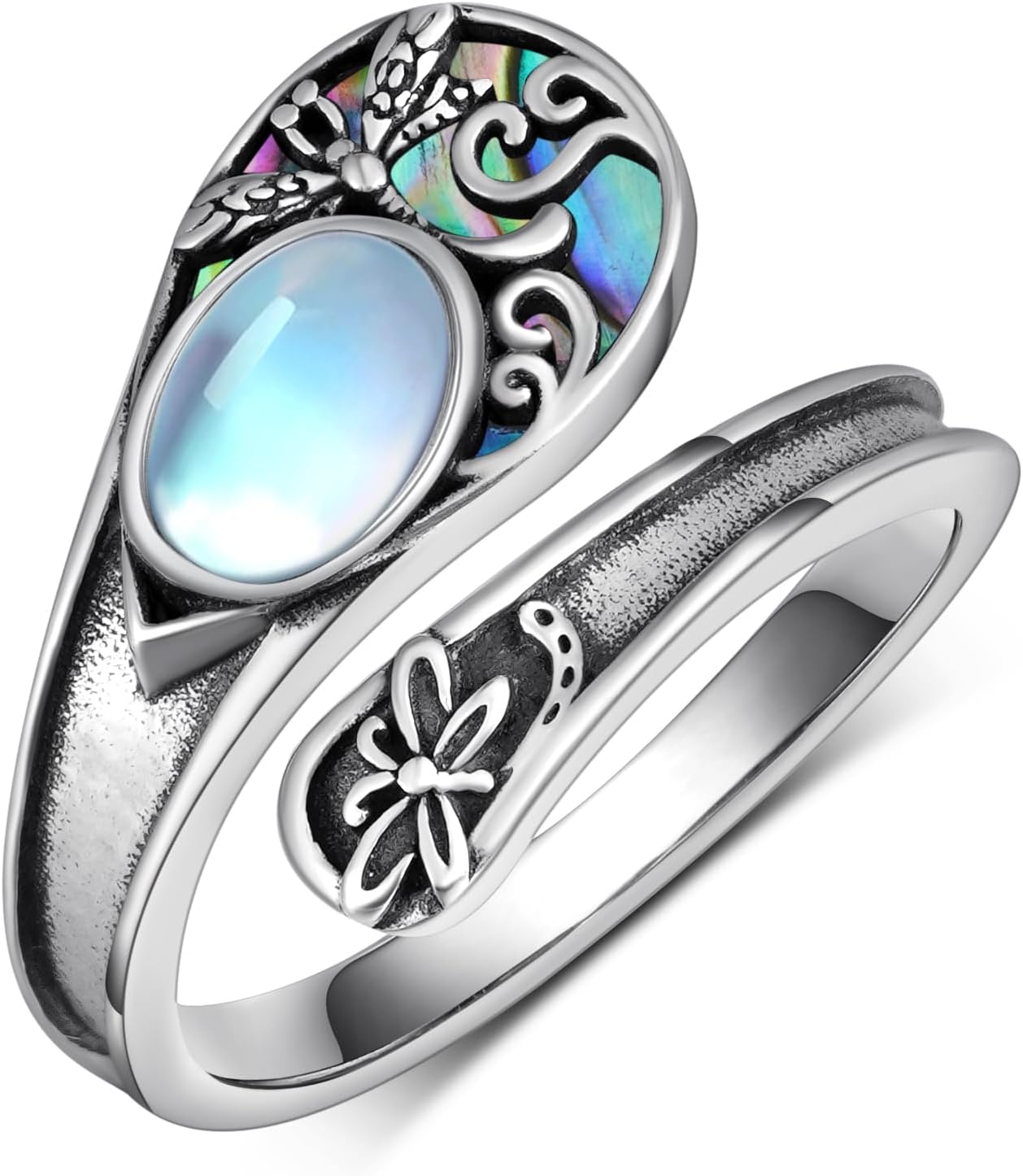 Gemstones Spoon Rings for Women 925 Sterling Silver Spoon Ring Thumb Ring Gifts for Women