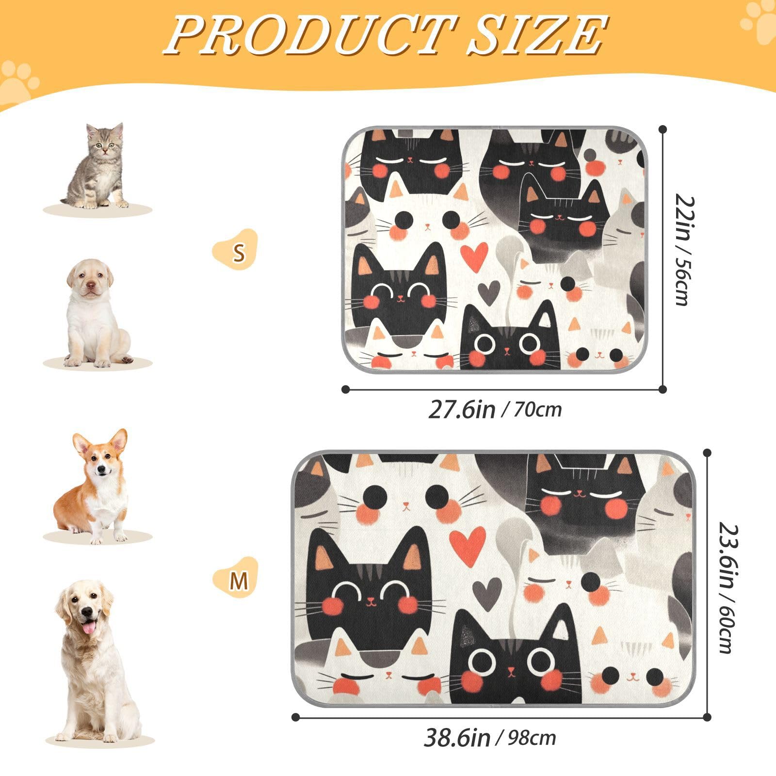 siphylline Cartoon Cute Cats Summer Cool mats Self Cooling cat Bed for Outdoor for pet Outdoor cat Non-Electric tapete Frio para Perros S