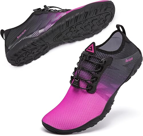 Racqua Zapatos de agua para hombres y mujeres, secado rápido, colores degradados, descalzos, acuáticos, atléticos, natación, surf, playa, zapatos