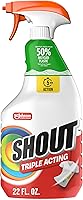 Shout Triple-Acting Enzyme Laundry Stain Remover Spray - Clings, Penetrates & Lifts 100+ Everyday Stains, 22oz Prewash