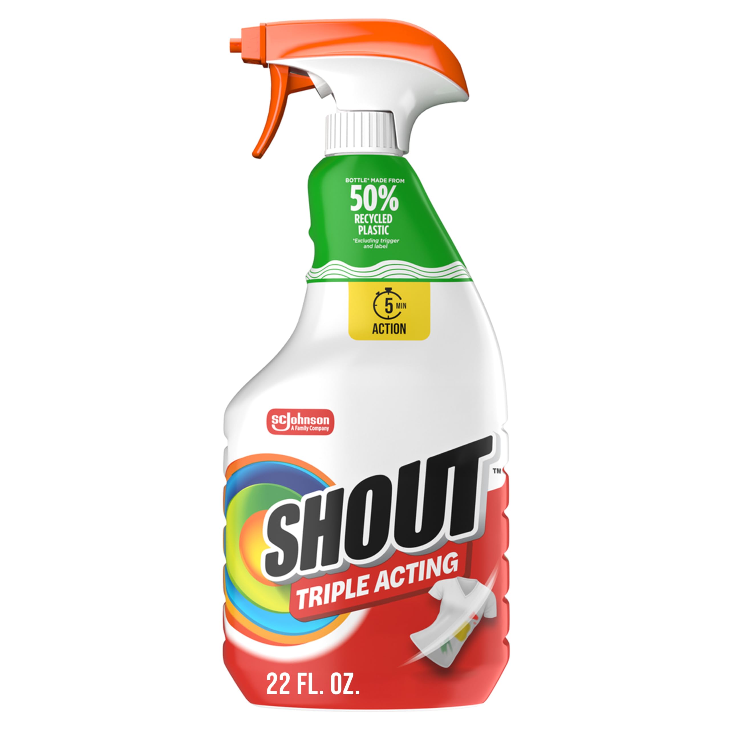 - Shout Active Enzyme Laundry Stain Remover Spray, Triple-Acting Formula Clings, Penetrates, and Lifts 100+ Types of Everyday Stains - Prewash Spray 22oz