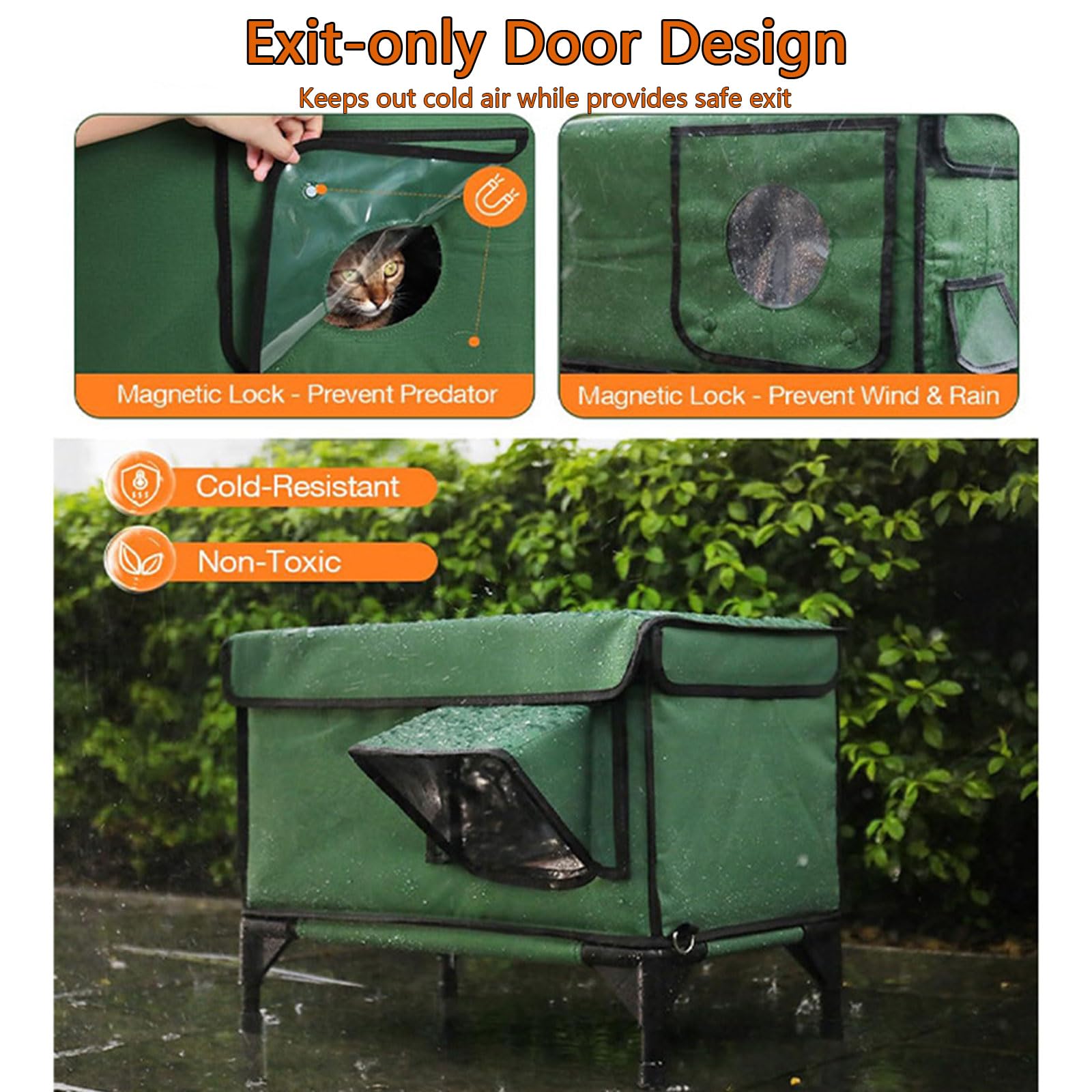 Verwarmd Kattenhuis Voor Buiten Voor De Winter, Weerbestendig Wild Kattenhuis Met Verwarmingskussen Groot Geisoleerd Kattenhuis Voor Buitenkatten