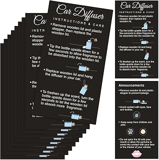 200 Pcs Hanging Car Diffuser Instruction Cards for Car Oil Diffuser Bottles, 2 x 3.54 Inch (Classic Style,Black)