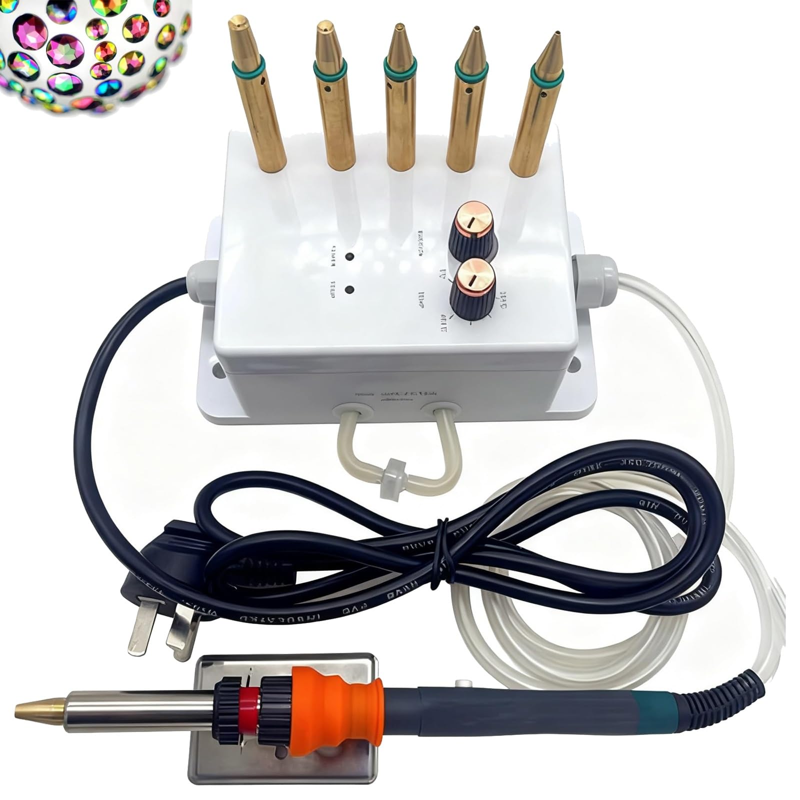Aplicador de diamantes de imitación Hotfix para ropa y manualidades con 6 puntas de latón