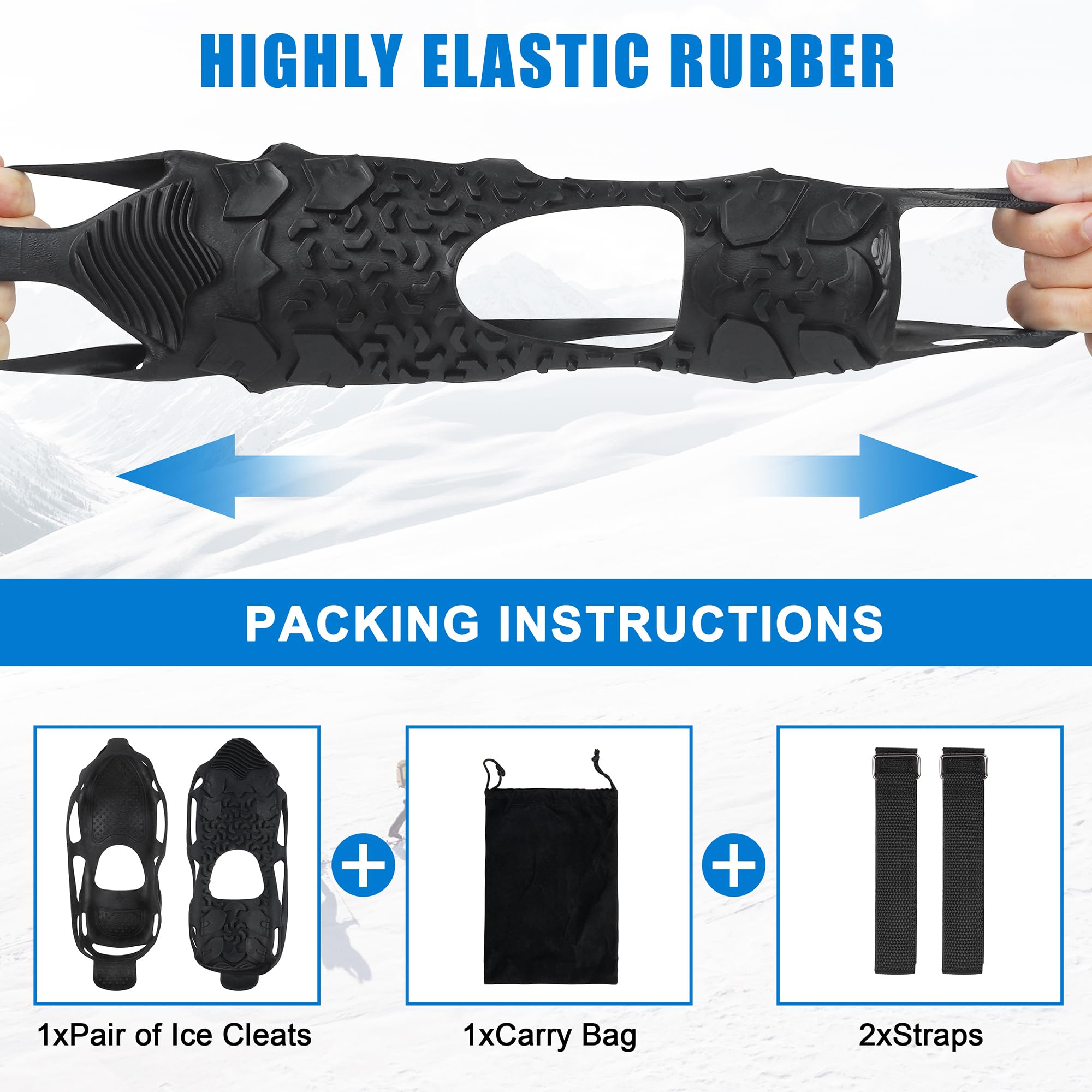 Crampons à glace sans crampons antidérapants pour la neige et l'hiver - Pour surfaces lisses et humides - Utilisation intérieure et extérieure - Chaussures à glace en caoutchouc