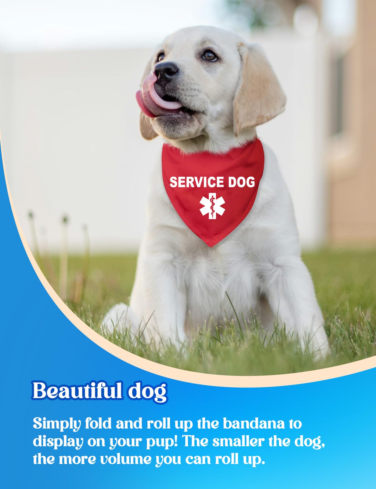 Funny "Service Dog" Red Triangle Bandana For Small/Medium Dogs - Adjustable Pet Scarf