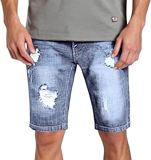 Pantalones cortos de algodón para hombre, pantalones cortos de mezclilla, pantalones vaqueros rasgados, pantalones vaqueros holgados, cintura alta, pantalones cortos de mezclilla, pierna recta, tallas