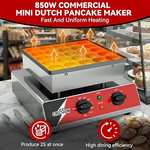 Miniatura 2 de CROSSON Mini máquina para hacer panqueques, 25 unidades de 1.693 in de diámetro holandés para panqueques, parrilla antiadherente de acero