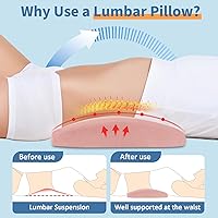 Vista 2 de Almohada de apoyo lumbar para cama: almohada de espuma viscoelástica para aliviar el dolor de espalda baja para dormir, almohada ergonómica para Rosa