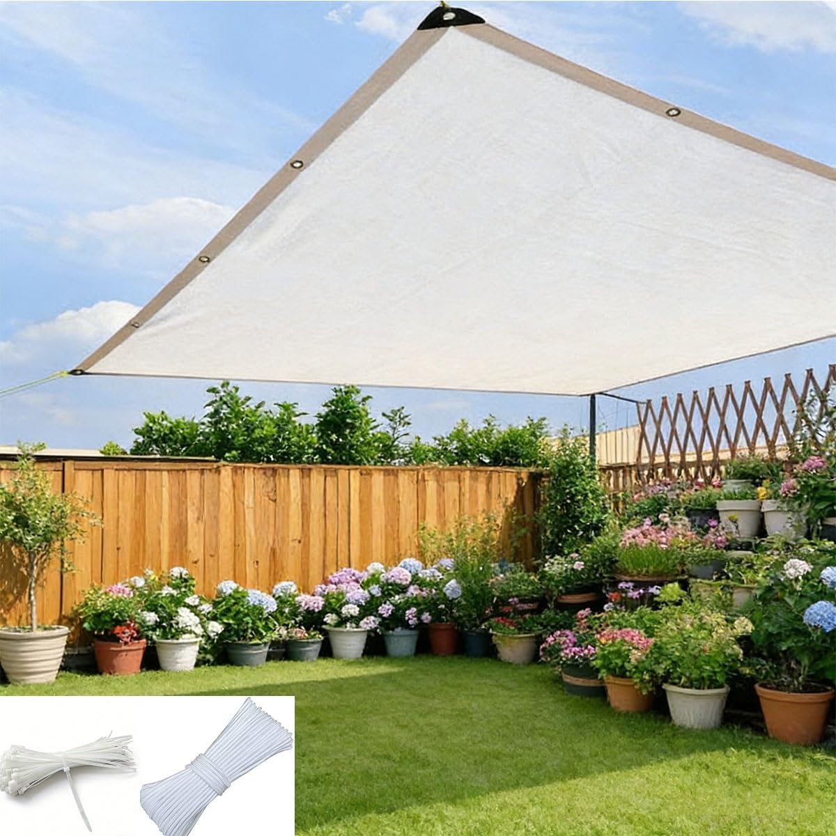 Voile d'ombrage rectangulaire pour déjeuners frais sur terrasse