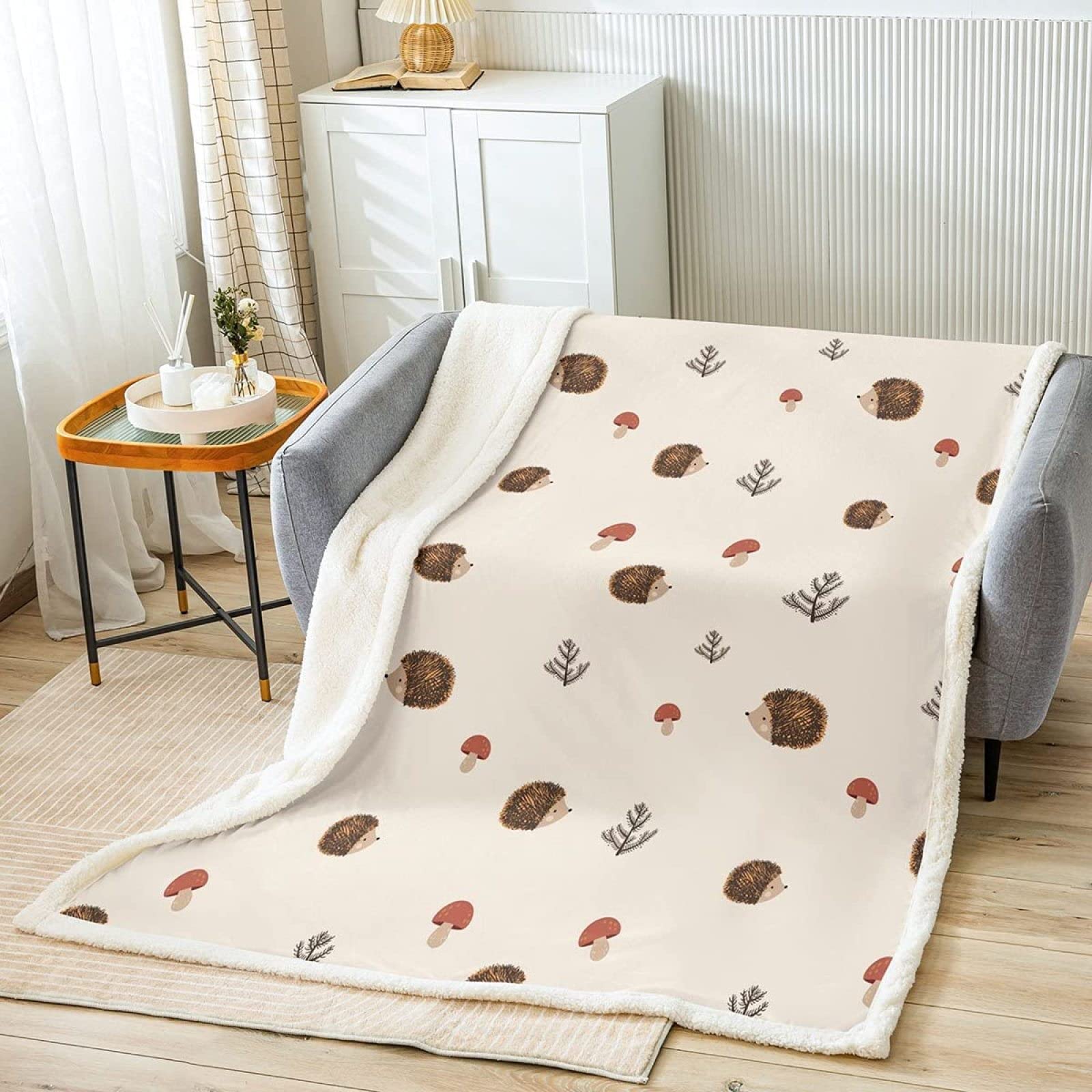 Hedgehog Fleece Blanket, 3D Printing Soft Hedgehog Throw Blanket, Fluffy Blankets for Beds, Sofa and Couch, for Kids Adults, 80x150cm