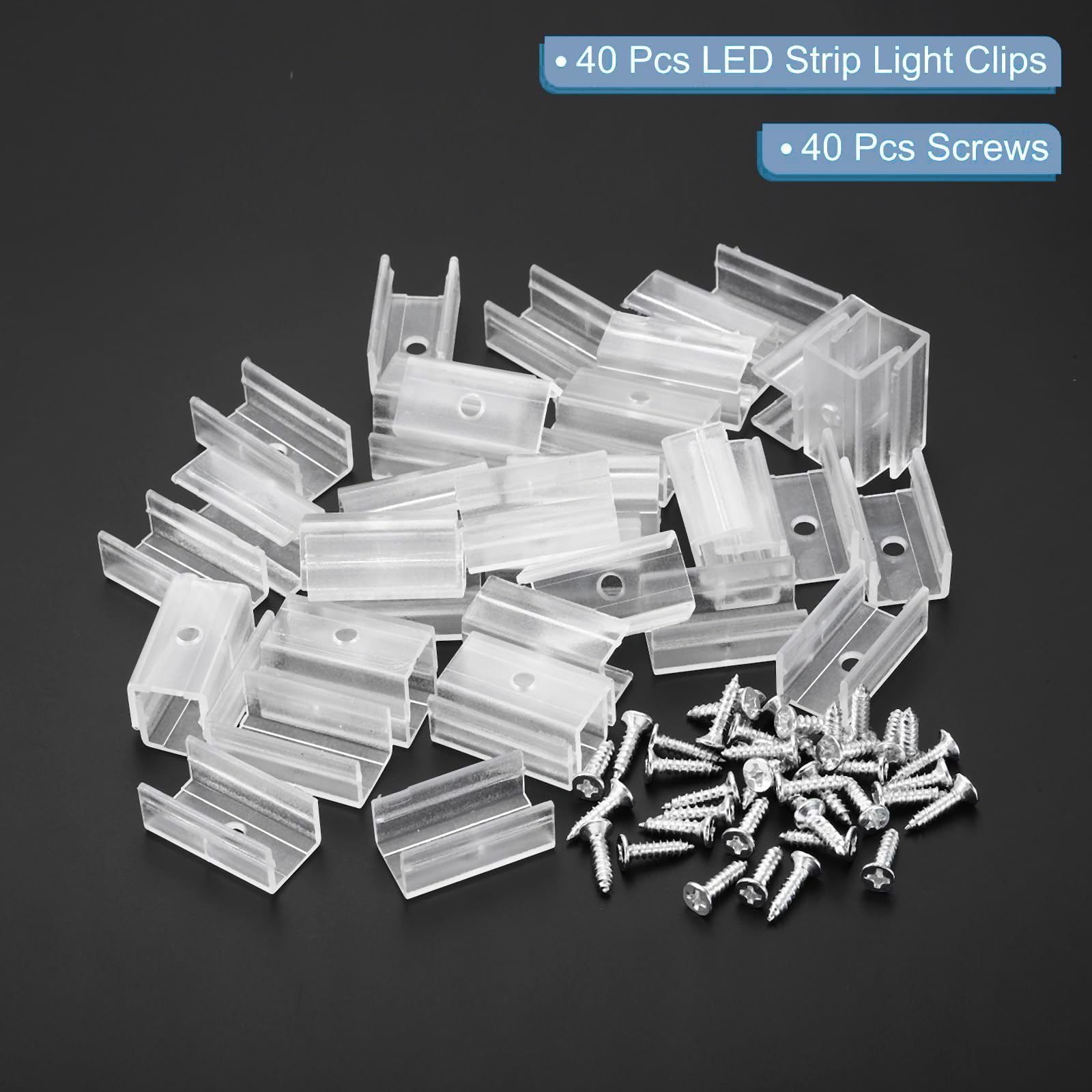 TOP-VIGOR 50Pcs LED Strip Light Clips, Waterproof Mounting Bracket Fixing Clips Plastic Clamp Holders with Screws - Image 3