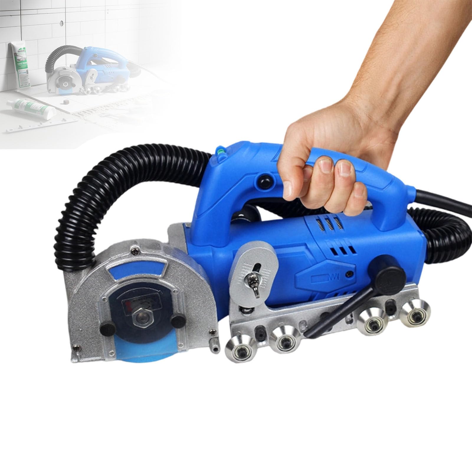 DzkZen Electric Tile Seam Cleaning Machine, 1200W Joint Cleaner with Automatic Water Blower, Adjustable Cutting Depth for DIY Gap and Crevice Cleaning Standard