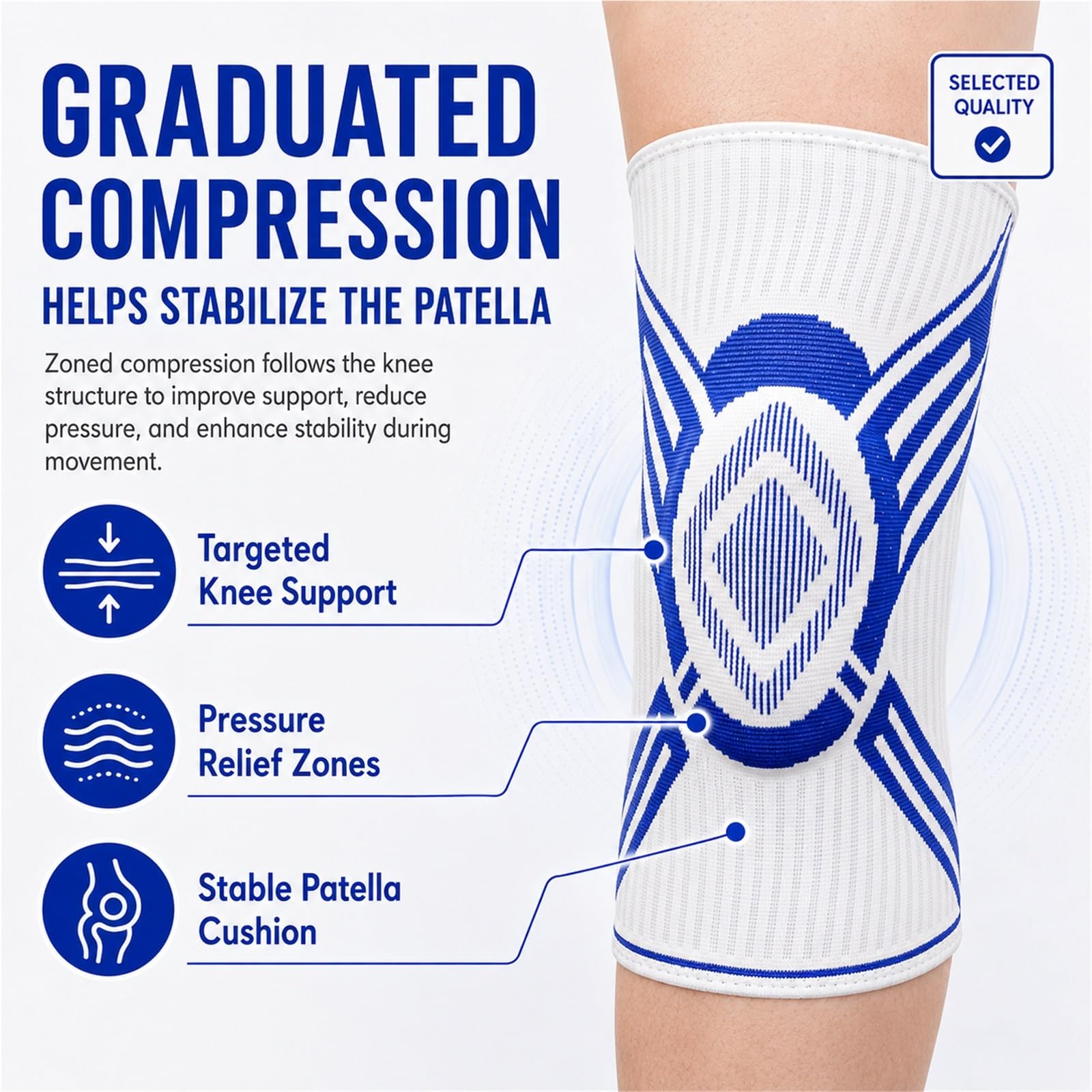 Genouillère unisexe, orthèse de compression pour soulager la douleur, les déchirures du ménisque, l'arthrite, les ruptures du LCA, la course à pied, la musculation, l'haltérophilie et améliorer l