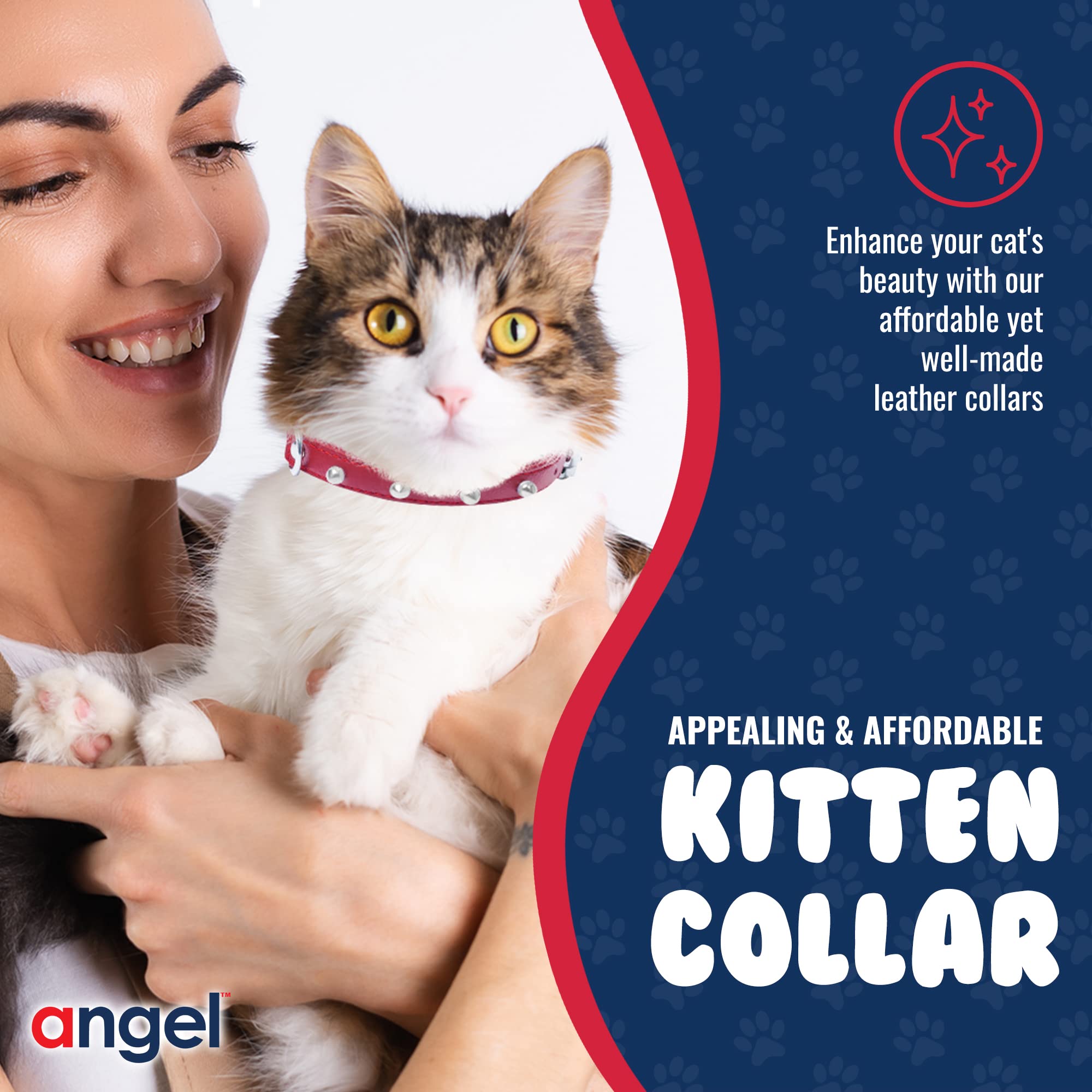 Engel Pet Supplies Leder Zughalsband Katze/Kätzchen Halsband mit Sicherheit Elastic Stretch, 10 von 1/2, Rot