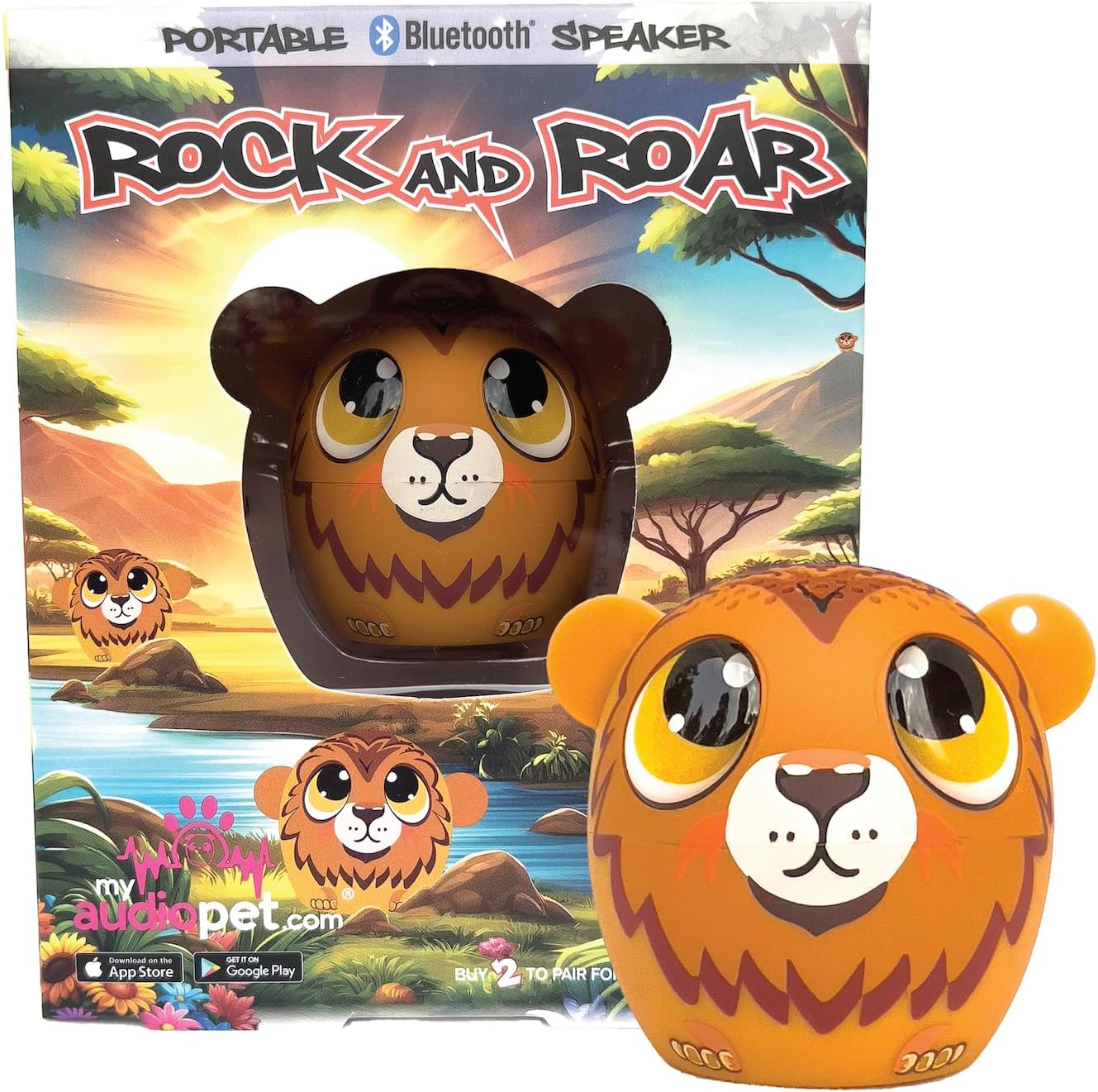 My Audio Pet Lion Mini Bluetooth Speaker for Kids of All Ages - True Wireless Stereo Your Portable Symphony for On-The-Go Sonic Bliss! Powerful Rich Room-Filling Sound (Rock & Roar)