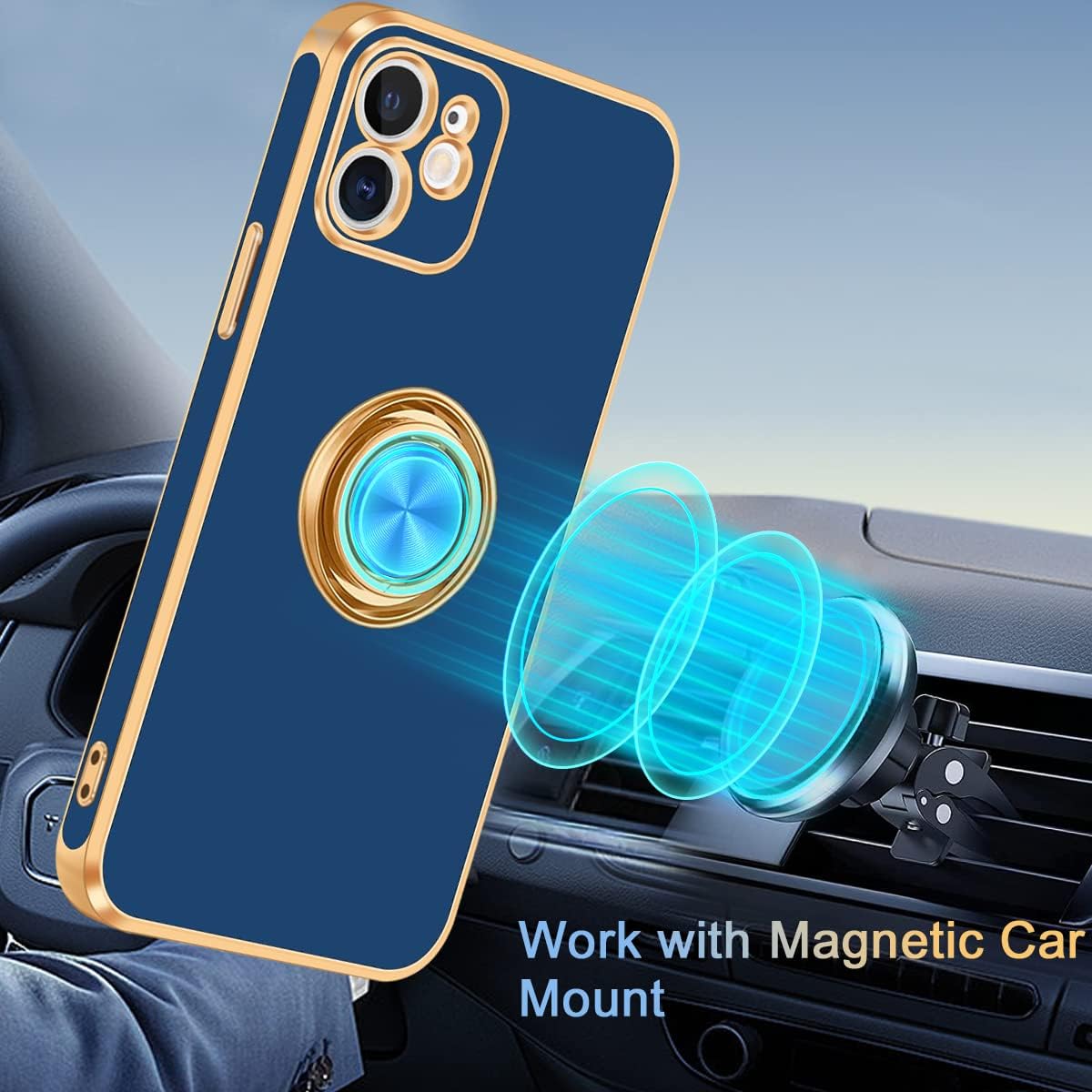 Fingic for iPhone 12 Case 360° Rotatable Ring Holder Magnetic Kickstand image 4